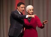 Scottish Labour leader Anas Sarwar, with wife Furheen, after speaking on the first day of the Scottish Labour Party conference. Picture: Jane Barlow/PA Wire