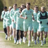 The Hibs players prepare for Saturday's crucial Premiership match against St Johnstone.