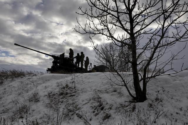 Ukrainian soldiers near Bakhmut, Ukraine.