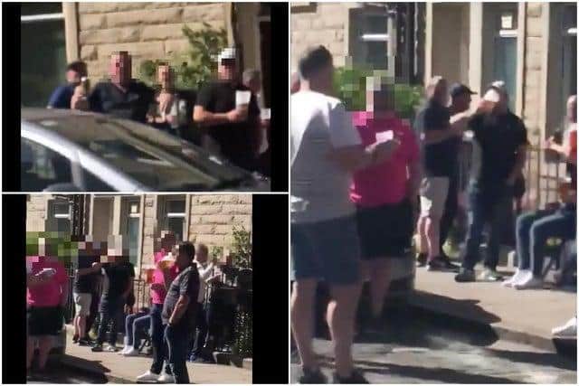 Drinkers were seen gathering outside Iona Bar in Easter Road with take-away pints before police had to disperse them.