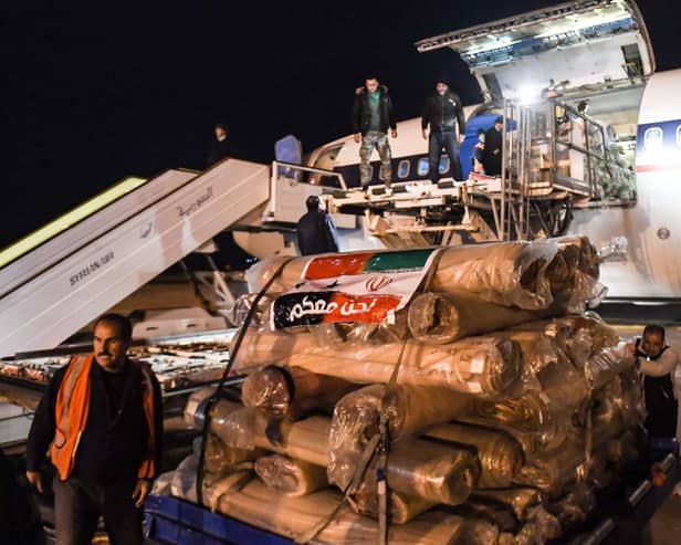 According to Israeli intelligence, Iran sent military equipment to Syria disguised as aid after an earthquake killed thousands of people in February (Picture: AFP via Getty Images)