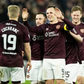 Lawrence Shankland celebrates after scoring his second goal in Hearts' 2-0 win over St Mirren .Photo by Paul Devlin / SNS Group