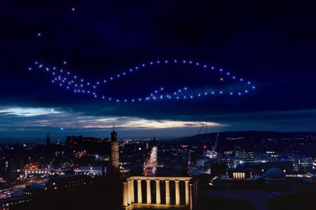 Special effects created by filming a swarm of drones in the Highlands are being used in an official Edinburgh's Hogmanay film which has replaced the city's street party.