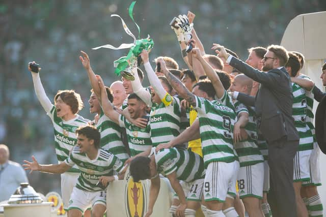 Celtic lift the Scottish Cup to complete their domestic treble for the season.