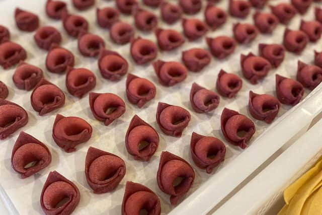 Beetroot tortelloni