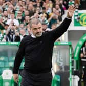 Ange Postecoglou salutes the Celtic fans at Parkhead.