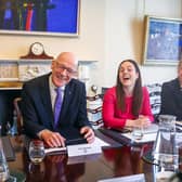 First Minister John Swinney chairs his first cabinet meeting with his deputy Kate Forbes to his left. Picture: Jeff J Mitchell/Getty Images
