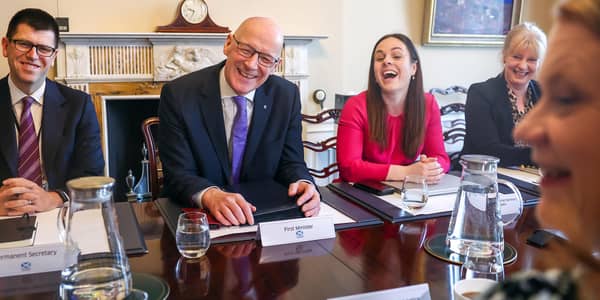 First Minister John Swinney and Deputy First Minister Kate Forbes at the first meeting of their Scottish cabinet. 