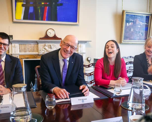 First Minister John Swinney and Deputy First Minister Kate Forbes at the first meeting of their Scottish cabinet. 