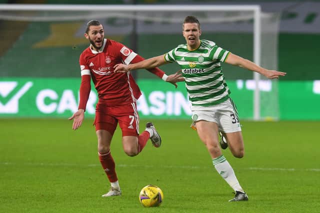 Celtic fans voted Kris Ajer as their man of the match in the 1-0 win over Aberdeen. Pic: Craig Foy - SNS