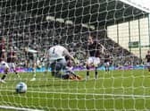 Hibs returnee Martin Boyle turns home his last-gasp equaliser in the 1-1 draw with Hearts at Easter Road. (Photo by Alan Harvey / SNS Group)
