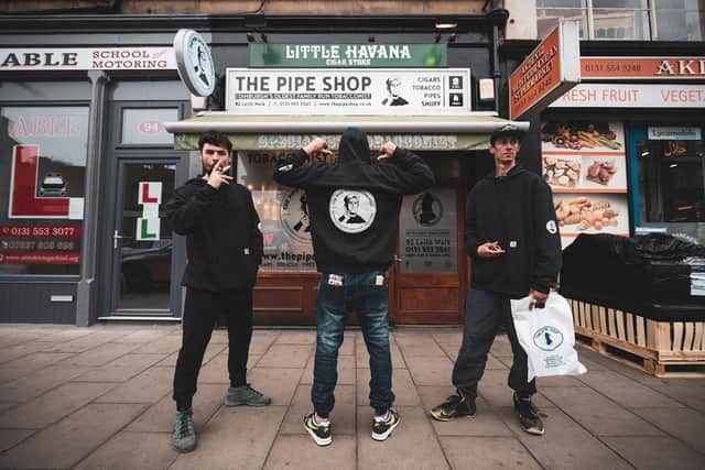 Staff outside The Pipe Shop Edinburgh on Leith Walk, where trade is good despite the smoking ban and ongoing restrictions against the sale of tobacco. PIC: Tommy Slack at 0405 Photography