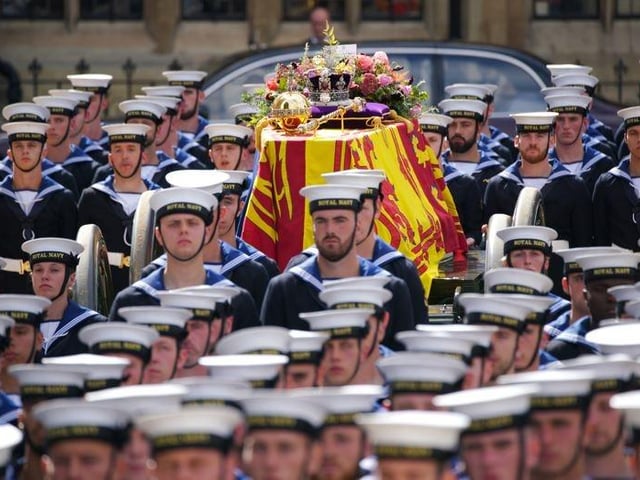 Peter Byrne was among photographers lining the route of the Queen’s funeral procession in September as her coffin left Westminster Abbey.
Peter said: “When it was announced that Queen Elizabeth II had passed away, the nation was in mourning.
“While there were many images I had taken, I chose this as a favourite.
“I liked the coffin sitting proud above the sea of faces of the service personnel chosen to walk in procession.”