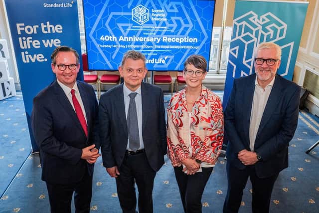L to R: Andrew Wilson (Director of Communications, Marketing & Responsible Banking at Santander UK), Anton Muscatelli (President of the Royal Society of Edinburgh), Gail Izat (chief operating officer for Standard Life's pensions & savings business) and Sandy Begbie CBE (CEO of SFE). Picture: Chris Watt Photography