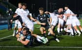 Glasgow's Fraser Brown scores his side's fifth try during the win over Ospreys at Scotstoun (Photo by Ross MacDonald / SNS Group)