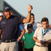 Phil Mickelson gives a thumbs up after winning the 2021 PGA Championship held at the Ocean Course of Kiawah Island Golf Resort in Kiawah Island, South Carolina. Picture: Patrick Smith/Getty Images.