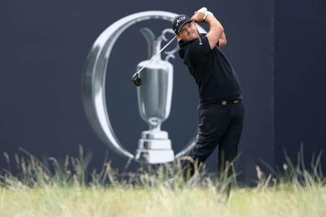Patrick Reed tees off on the 1st hole on day one of The 151st Open at Royal Liverpool. Picture: Warren Little/Getty Images.