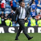 Celtic manager Brendan Rodgers strides onto the Ibrox pitch following the 1-0 win over Rangers. (Photo by Alan Harvey / SNS Group)