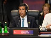 Prime minister Rishi Sunak at a session during the G20 Summit .