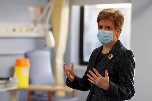Nicola Sturgeon visits Western General Hospital amid the spread of the coronavirus disease (Photo by Russell Cheyne - Pool/Getty Images)