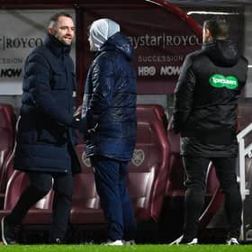 Dundee manager James McPake looks relieved at full time after the 2-1 win over Hearts at Tynecastle. (Photo by Paul Devlin / SNS Group)