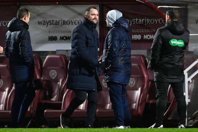 Dundee manager James McPake looks relieved at full time after the 2-1 win over Hearts at Tynecastle. (Photo by Paul Devlin / SNS Group)