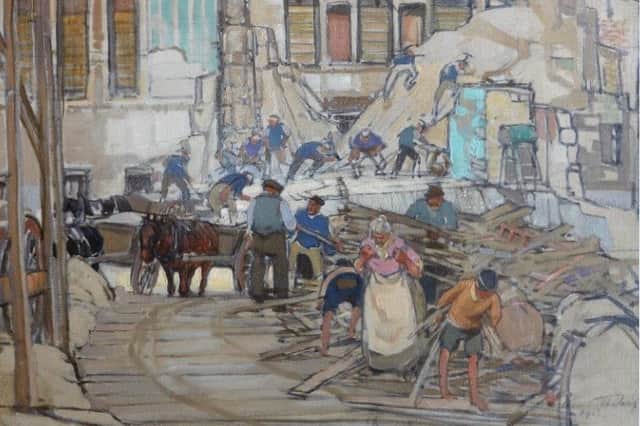 Detail of Demolition of the Crown Hotel by David Macbeth Sutherland PIC: Courtesy of Edinburgh City Art Centre