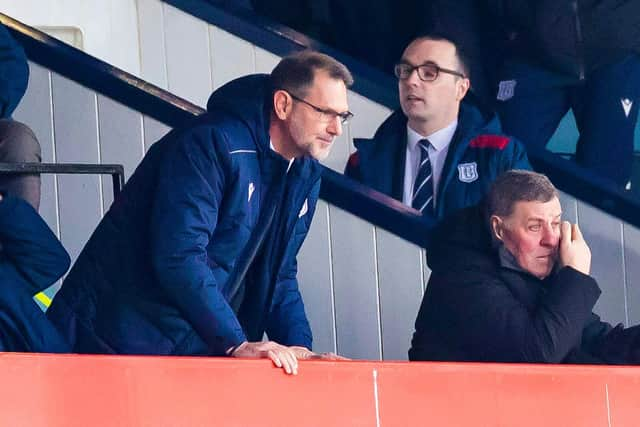 Dundee managing director John Nelms, left, will be absent as manager Mark McGhee searches for his first win as manager.