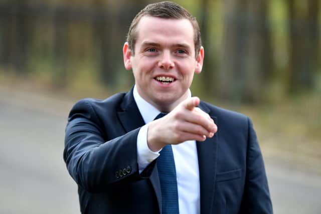 Scottish Conservative Leader Douglas Ross outside New Stobhill Hospital in Glasgow, for the announcement of the party's NHS spending pledge