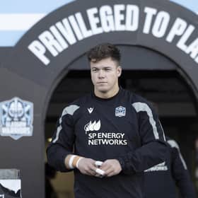 Huw Jones during Glasgow Warriors visual access at Scotstoun Stadium, on December 19, 2023, in Glasgow, Scotland.  (Photo by Ross MacDonald / SNS Group)