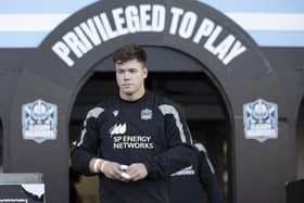 Huw Jones during Glasgow Warriors visual access at Scotstoun Stadium, on December 19, 2023, in Glasgow, Scotland.  (Photo by Ross MacDonald / SNS Group)