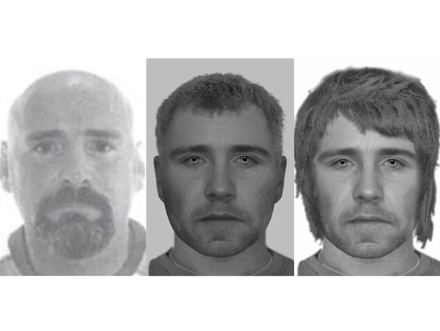 One image (left) shows what Ferguson looked like and two further images (centre and right) show what Ferguson may look like now. Pictures: Police Scotland