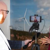 Nicola Sturgeon speaks to the media at Whitelee Wind Farm ahead of launch of the SNP's annual conference (Picture: Russell Cheyne/pool/Getty Images)