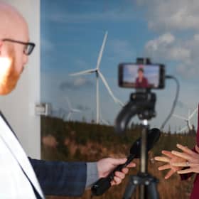 Nicola Sturgeon speaks to the media at Whitelee Wind Farm ahead of launch of the SNP's annual conference (Picture: Russell Cheyne/pool/Getty Images)
