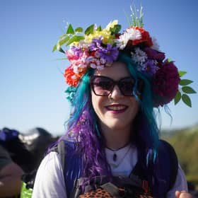 People arrive on the first day of the Glastonbury Festival at Worthy Farm in Somerset. Picture date: Wednesday June 22, 2022.