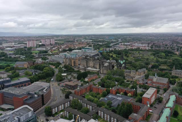 An aerial view of Glasgow, as former prime minister Gordon Brown will use a conference in Glasgow to claim the city has the makings of an "economic superpower".