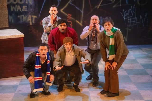 Moorcroft L-R clockwise: Sean Connor as Paul, Ryan Hunter as Tubs, Jatinder Singh Randhawa as Mick, Kyle Gardiner as Sooty, Santino Smith as Noodles and Martin Quinn as Mince PIC: John Johnston