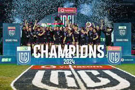 The Glasgow Warriors squad lift the URC trophy after beating the Vodacom Bulls in the final at Loftus Versfeld. They are the third different winners of the competition in three years. (Photo by Anton Geyser/SNS Group)