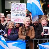 Members of the public and pro-independence supporters gathered to pay their respects outside the public memorial service for former first minister Alex Salmond on Saturday (Picture: Jane Barlow - Pool/Getty Images)