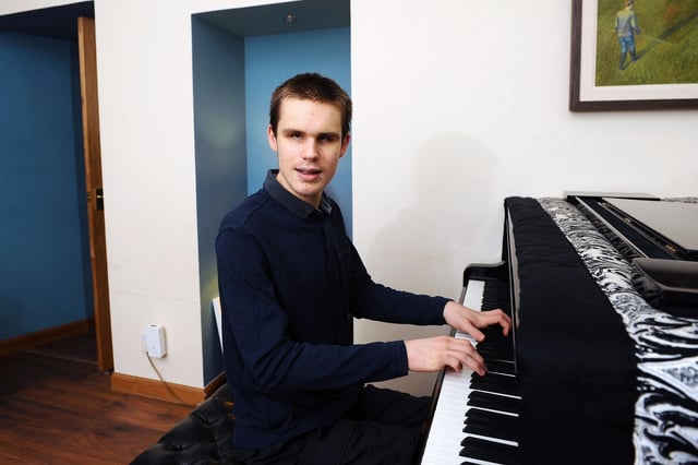 Ethan Loch (16) has been playing the piano since he was four. Picture: Michael Gillen.