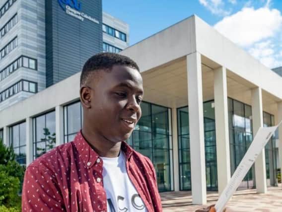 Ayo Lambe, 17, studied for his Advanced Highers at Glasgow Caledonian University (GCU) - achieving four band one A grades in Physics, Chemistry, Biology and Maths (Photo: PA).