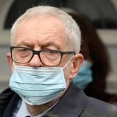 Former Labour Party leader Jeremy Corbyn demonstrates the 'nose out' face mask style, although he's not on public transport, in a shop or other confined space in this picture (Picture: Leon Neal/Getty Images)