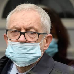 Former Labour Party leader Jeremy Corbyn demonstrates the 'nose out' face mask style, although he's not on public transport, in a shop or other confined space in this picture (Picture: Leon Neal/Getty Images)