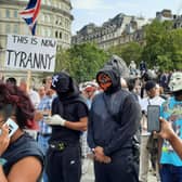 Protesters taking place in anti-lockdown demonstration in Trafalgar Square