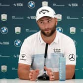 Jon Rahm talks during a press conference prior to the BMW PGA Championship at Wentworth. Picture: Warren Little/Getty Images.