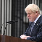 Prime Minister Boris Johnson addresses the nation as he announces his resignation outside 10 Downing Street. Photo: Leon Neal/Getty Images.