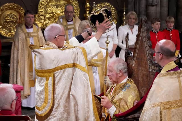 The Archbishop of Canterbury places St Edward's Crown on the head of King Charles III during his coronation at Westminster Abbey in 2023 - but how many more such ceremonies will this country witness, a reader wonders (Picture: Victoria Jones/WPA Pool/Getty Images)