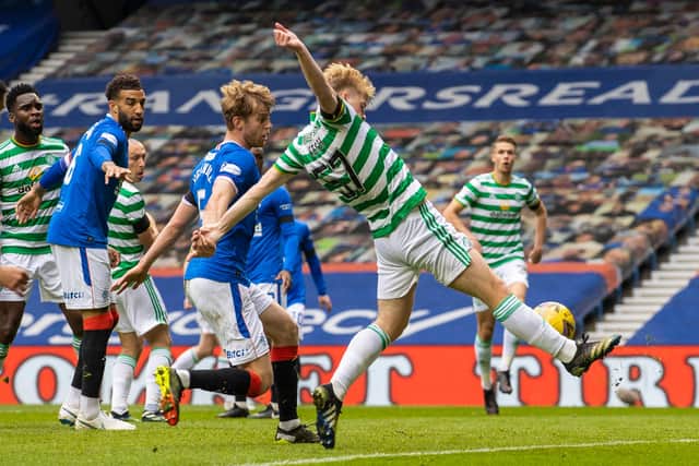 Stephen Welsh misses from close range at a crucial juncture in the match. Picture: SNS