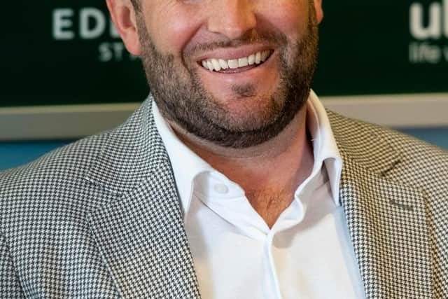 EDINBURGH, SCOTLAND - MAY 19: Lee Johnson is unveilled as the new Hibs manager during a Hibernian Press Conference at Easter Road, on May 19, 2022, in Edinburgh, Scotland. (Photo by Mark Scates / SNS Group)