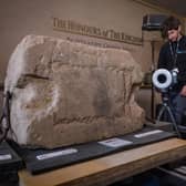 Historic Environment Scotland's conservation and digital documentation teams carrying out work to 3D scan and prepare the Stone of Destiny. Picture: Historic Environment Scotland/Santiago Arribas pena/PA Wire